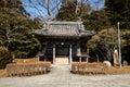 Small temple on island outside Matsushima Japan. Wood Benzaiten Temple on Fukuurajima island