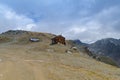 Lonely wooden house on top of a mountain. Royalty Free Stock Photo