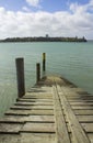 Small Wooden Wharf at Bayswater Auckland New Zealand Royalty Free Stock Photo