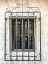 Small wooden window in historic building