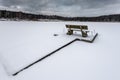 Small woody fishing pier at the lake Royalty Free Stock Photo