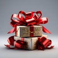 2 Small Wrapped Gifts With Red Ribbons.Ai Genarated.