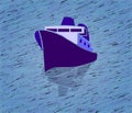 A small yacht in blue waves of sea computer generated design Royalty Free Stock Photo