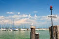 Small yachts in harbor in Desenzano, Garda lake, Italy Royalty Free Stock Photo