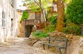 The small yard in old town of Corte, Corsica, France Royalty Free Stock Photo