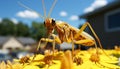 Small yellow ant on green leaf in nature generated by AI Royalty Free Stock Photo