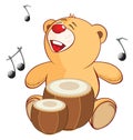 Illustration of a Stuffed Toy Bear Cub Drummer. Cartoon Character