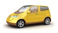 Small yellow car on white background