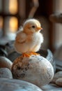 Small yellow chick sits on stone Royalty Free Stock Photo