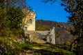 Yellow church in the hills