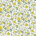 Small yellow flowers seamless background