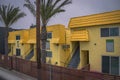Small yellow houses in Venice Beach, California