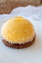 Small yellow  lemon ball tart from French pastry shop Royalty Free Stock Photo