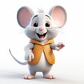 Cheerful Animated Cartoon Mouse In Vest And Gloves