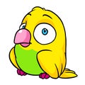 Small yellow parrot bird character illustration cartoon Royalty Free Stock Photo