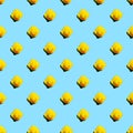 Small yellow rubber ducks on blue background seamless pattern; s Royalty Free Stock Photo