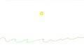 Small yellow sun with green sea waves. Hand drawn nature abstract minimalism drawing