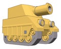 Small yellow tank, illustration, vector