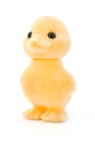 Small yellow toy duck on white Royalty Free Stock Photo