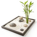 Small Zen garden isolated on white background Royalty Free Stock Photo