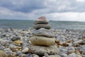 Small zen stone tower on the beach Royalty Free Stock Photo