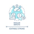 Smaller deficits turquoise concept icon