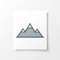 Smaller peaks on either side. The mountains are grey with white tips Royalty Free Stock Photo