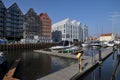 Beautiful panorama view of cityscape with sailboats mooring in the Old Town in Gdansk Royalty Free Stock Photo