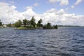 Smallest Bridge between Border USA and Canada from Thousand Islands Archipelago Royalty Free Stock Photo