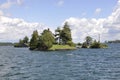 Smallest Bridge between Border USA and Canada from Thousand Islands Archipelago Royalty Free Stock Photo