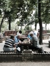 Men play chess in Park Shevchenko - Kyiv - UKRAINE