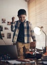 The smallest win can give the biggest boost. an adorable little boy using a laptop and cheering while completing a Royalty Free Stock Photo