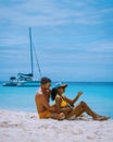 SmallSmall Curacao Island famous for daytrips ,couple on the beach of Klein Curacao Island