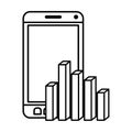 Smarphone with statistics charts isolated icon