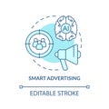 Smart advertising turquoise concept icon