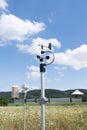 Smart agriculture and farm technology weatherstation anemometer,  meteorological instrument to measure the wind speed and Royalty Free Stock Photo