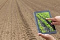 Smart agriculture. Farmer using tablet corn planting. Modern Agriculture concept. Royalty Free Stock Photo