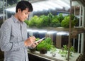 Smart agriculture in futuristic concept, farmer use technology t