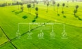 Smart agriculture with modern technology for sustainable practices. Rice farm. Smart farming concept. Sustainable agriculture. Royalty Free Stock Photo