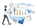 Smart AI Robot Sales Plane Ticket Flight Vector