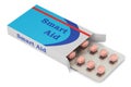 Smart Aid concept. Brain Pills in the blister with package, 3D