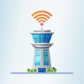 Smart Airport Communication Tower Vector Illustration (1 Royalty Free Stock Photo