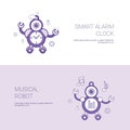 Smart Alarm Clock And Musical Robot Concept Template Web Banner With Copy Space