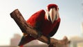 Smart ara parrot close up in exotic bird market Royalty Free Stock Photo