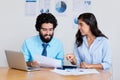 Smart arabic business team at work at desk