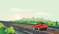 Smart Autonomous Driverless Electric Car Driving on Highway Road with Nature Mountain Landscape Royalty Free Stock Photo