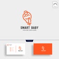 Smart baby or kids outline logo template with business card