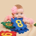 Smart baby nibbling figures and numbers