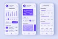 Smart banking unique neumorphic design kit. Financial app for credit card balance, money flow analytics and transaction. Online