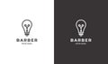 smart barber logo design modern concept, light bulb combine with scissor logo icon